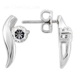 Tears of Joy - FINAL SALE White Sparkling Cubic Zirconias Sterling Silver Classic Design Stud Earrings