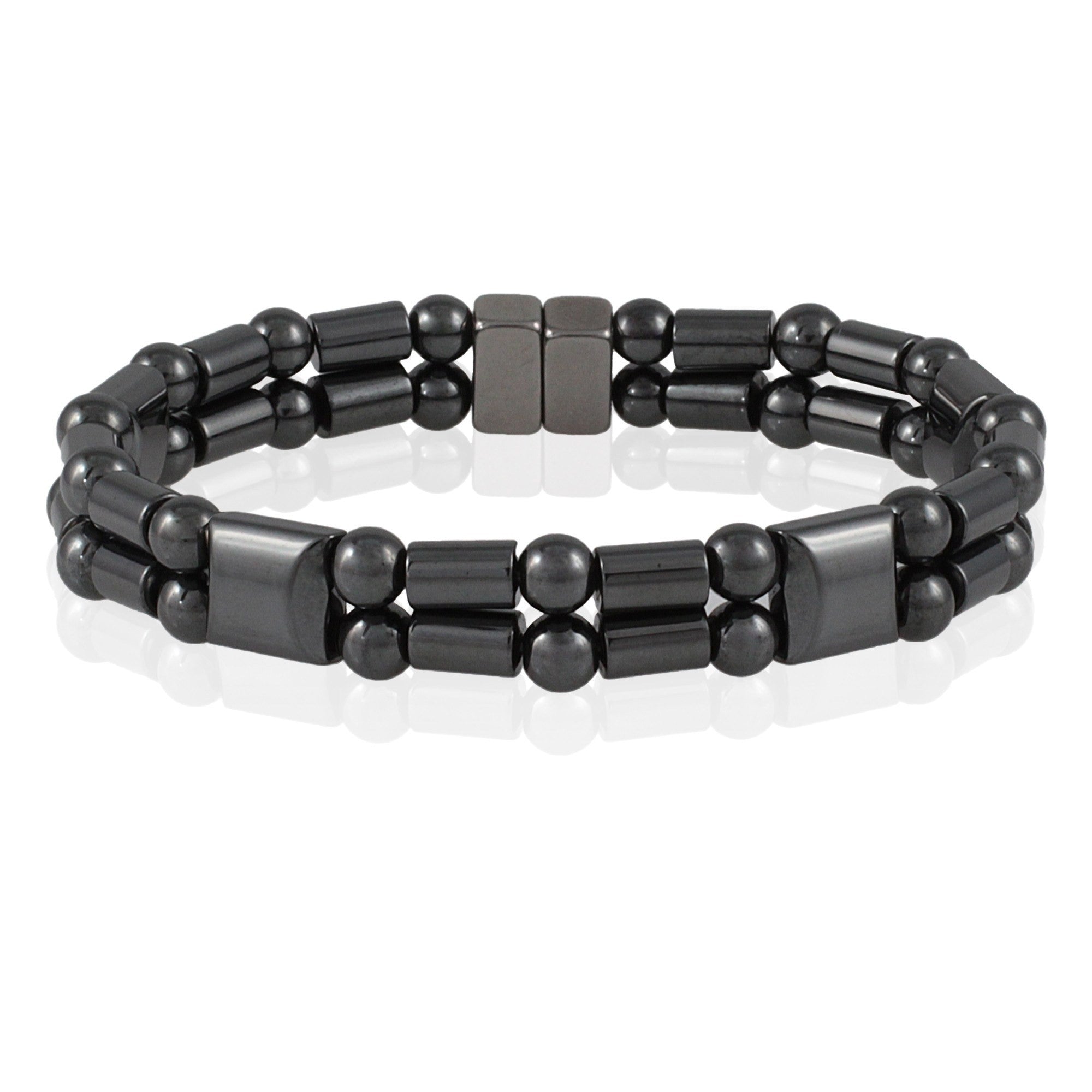 Rockitt - FINAL SALE USA handmade black hematite double row wide magnetic therapy men’s bracelet