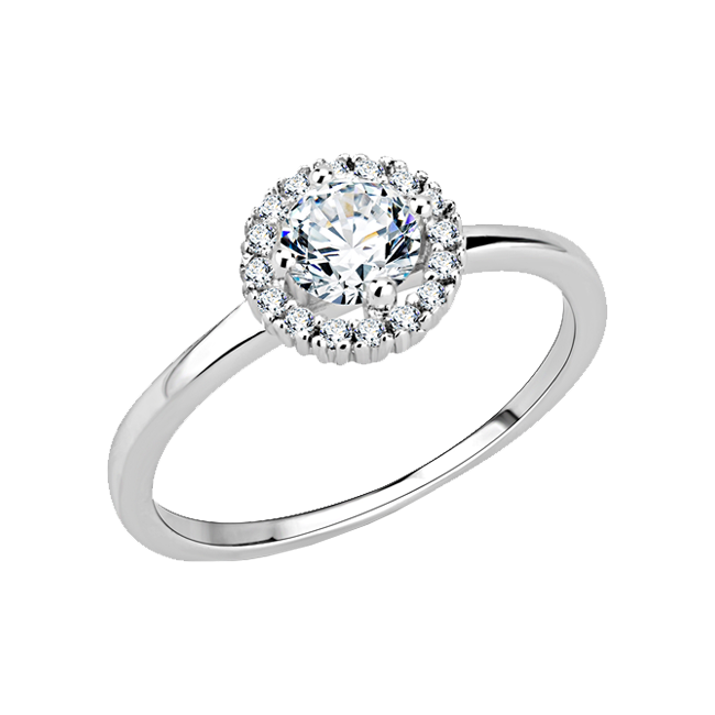 Sweet Halo - Women's Brass Rhodium Plated Clear CZ Engagement Ring