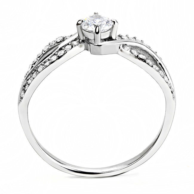 Alice - An Elegant Women's Stainless Steel Ring with AAA Grade Clear CZ Stones
