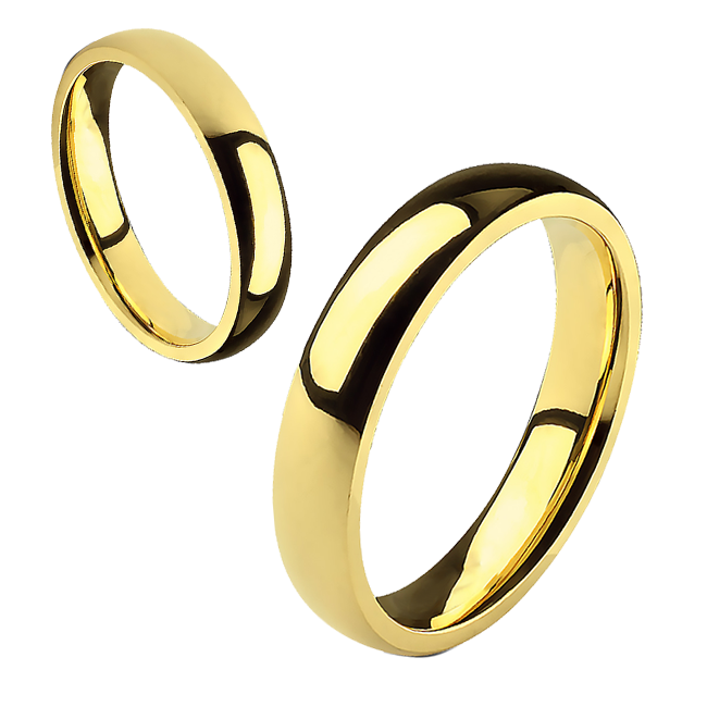 Always - 4mm Mirror Polished Glossy Gold IP Stainless Steel Traditional Wedding Band