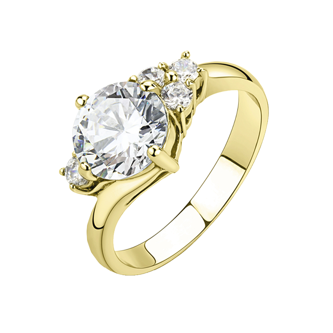 A Stunning Stainless Steel Gold IP Women's CZ Ring