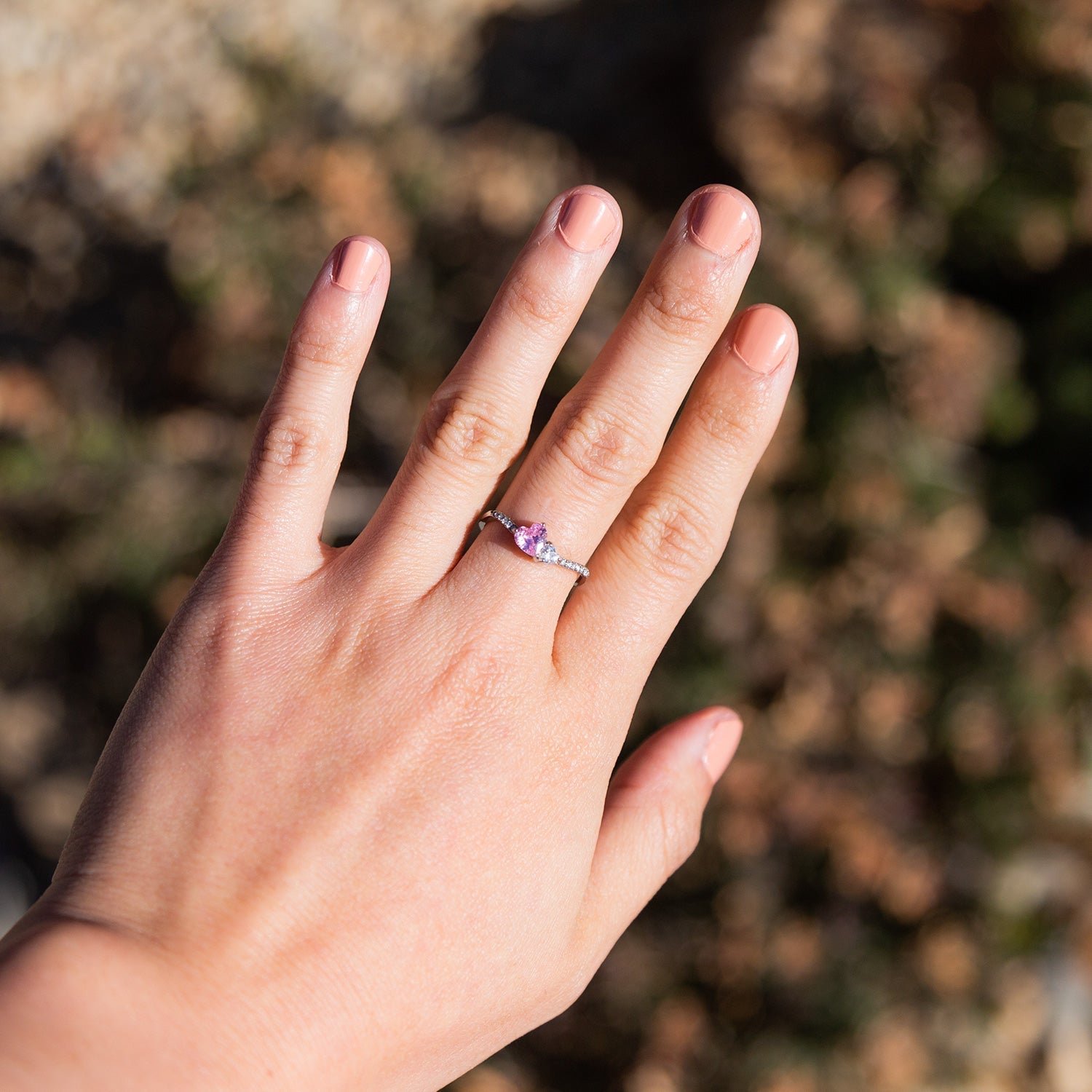 Sweethearts - Women's High Polished Stainless Steel Ring with AAA Grade Rose Heart Cut Stone