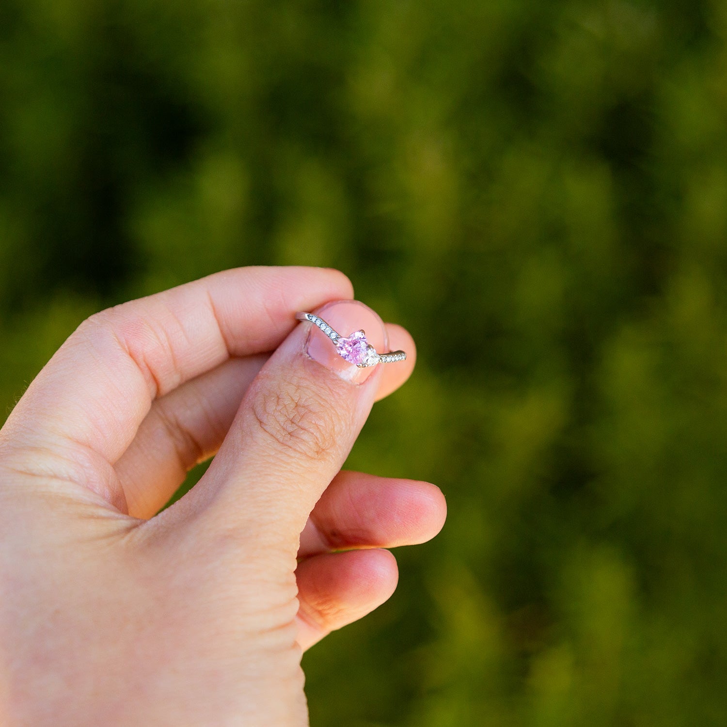 Sweethearts - Women's High Polished Stainless Steel Ring with AAA Grade Rose Heart Cut Stone