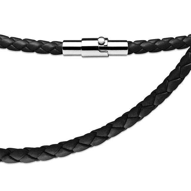 Back in Black - Black Braided Leather Men's 20" Necklace with Magnetic Clasp