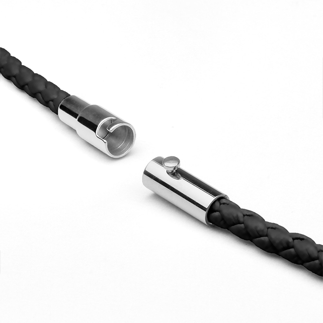 Back in Black - Black Braided Leather Men's 20" Necklace with Magnetic Clasp