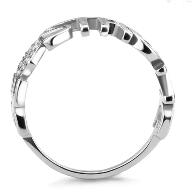Be Strong - Women's High Polished Stainless Steel Ring with AAA Grade Round CZ Stones