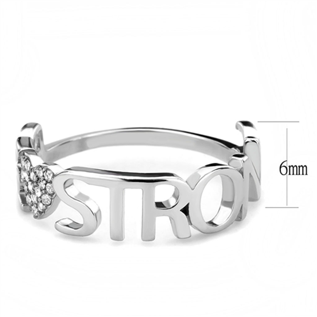 Be Strong - Women's High Polished Stainless Steel Ring with AAA Grade Round CZ Stones