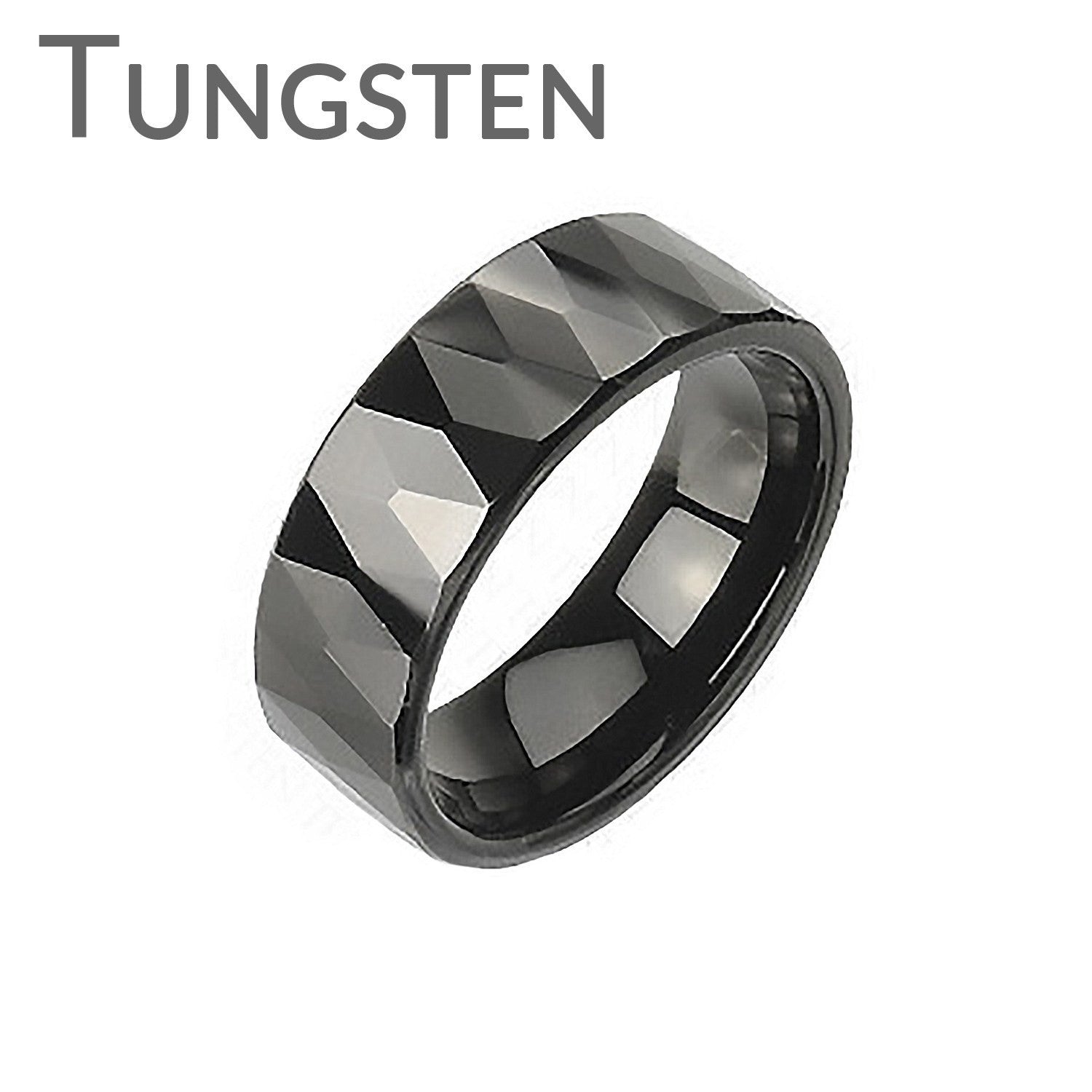 Black Prism - FINAL SALE Multi Faceted Prism Design Black Tungsten Carbide Ring