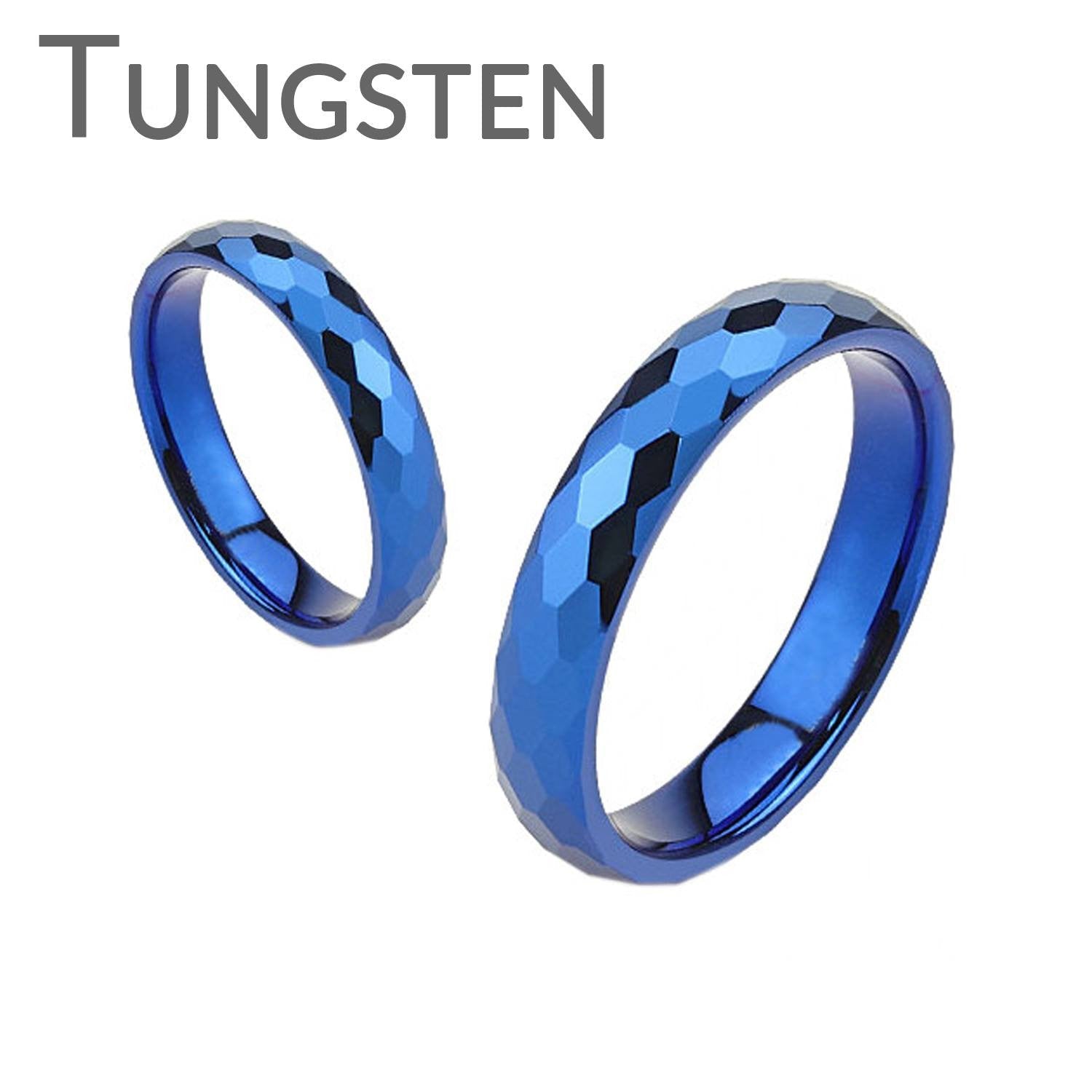 Blue Zephyr - FINAL SALE Blue IP Tungsten faceted wedding band