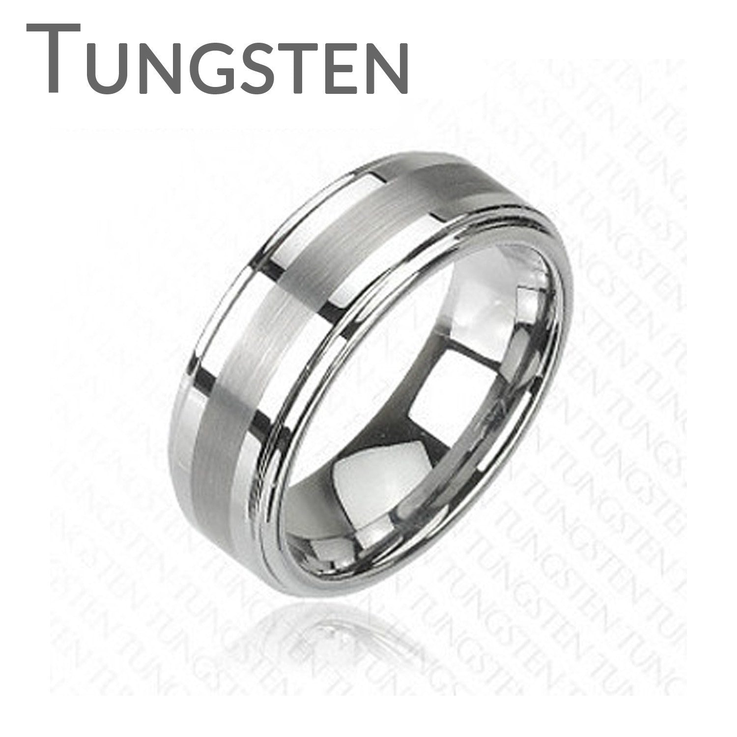 Bolt - FINAL SALE Combination of Matte and Glossy Finish Tungsten Carbide Comfort Fit Band