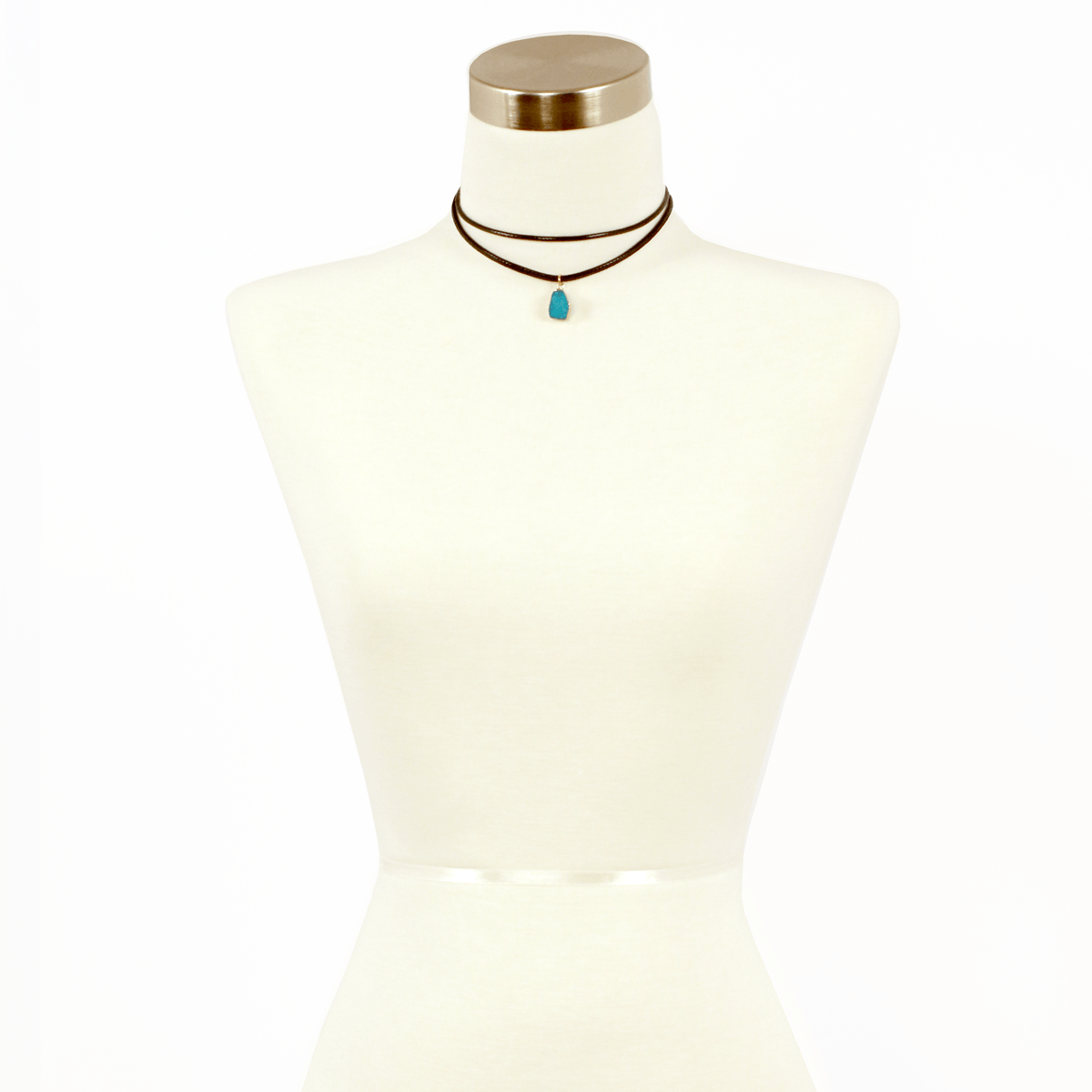 Sparkling Sage - Double Wraparound Organic Stone Charm Choker Necklace