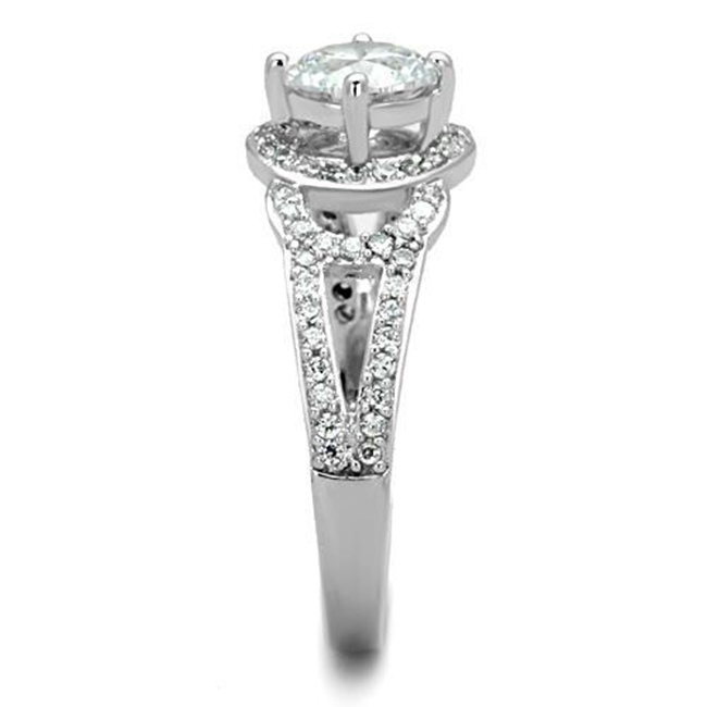 Cecilia - Women's High Polished Stainless Steel Ring with AAA Grade Clear CZ Stones