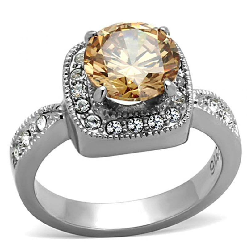 Champagne Kisses - FINAL SALE Stainless Steel With Champagne Stone And CZ Crystals