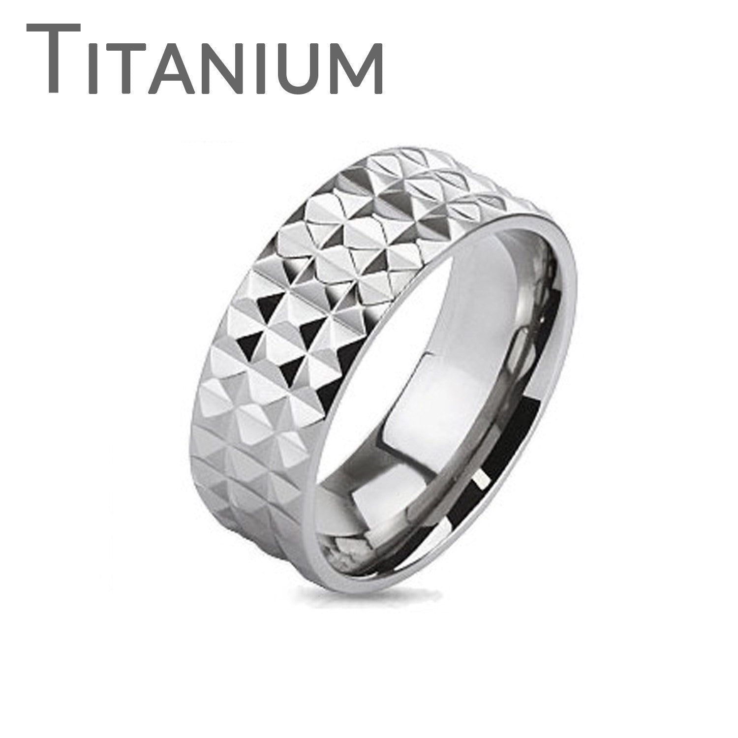 Charismatic - FINAL SALE Edgy Faceted Cuts Titanium Comfort Fit Ring