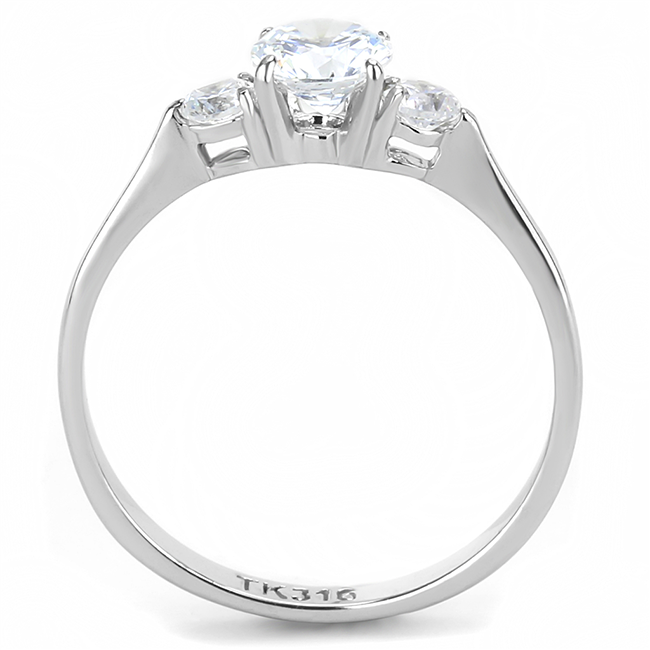 Claire - A Simple Women's Stainless Steel Ring with Three AAA Grade Clear CZ Stones