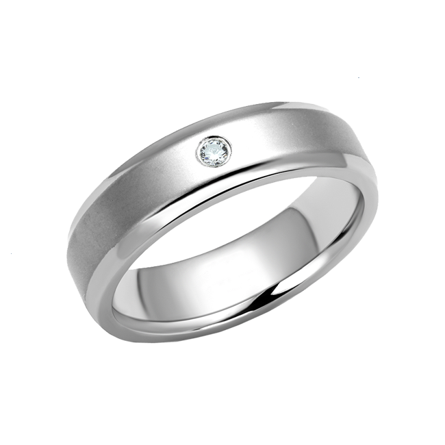 Men's High Polished Stainless Steel CZ Ring
