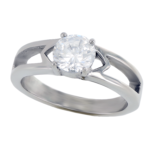 Clearly Love - FINAL SALE Admiring Love Stainless Steel Engagement Ring With Cubic Zirconia