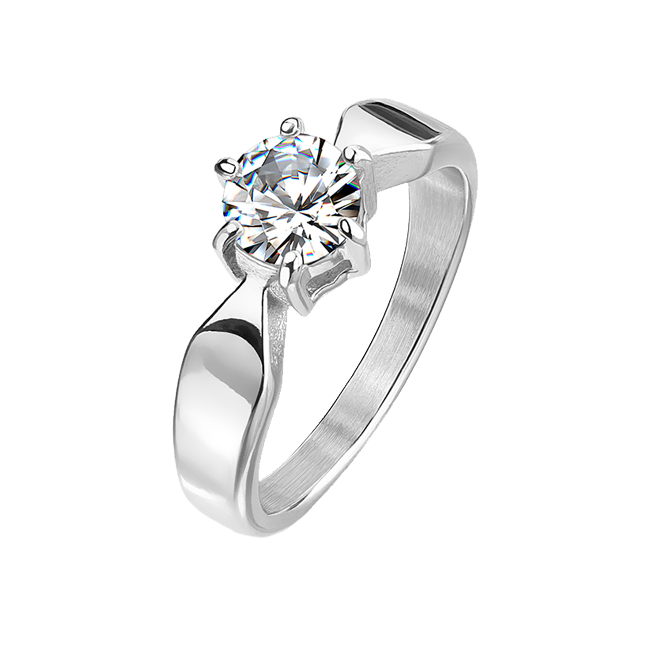 Crazy For You - A Dazzling Stainless Steel Engagement Ring With A Cubic Zirconia 1.3 CT. Eq. Stone