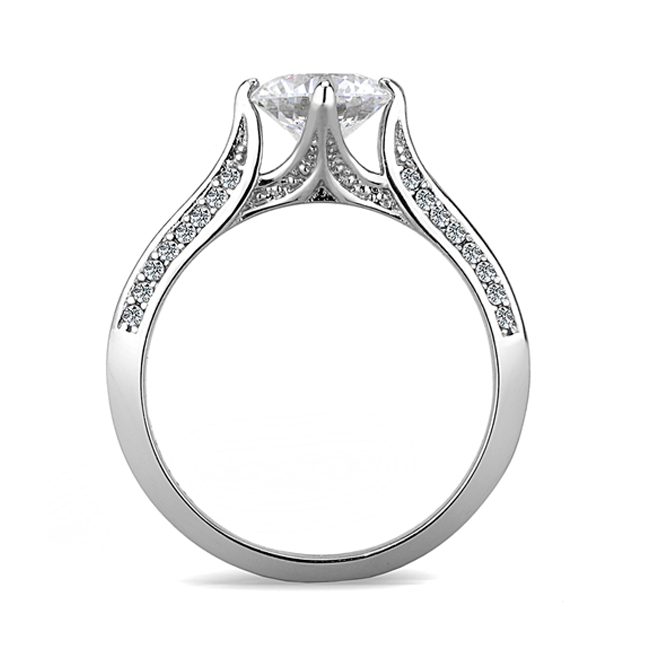 Simply Yours - Women's Stainless Steel High Polished Clear CZ Ring
