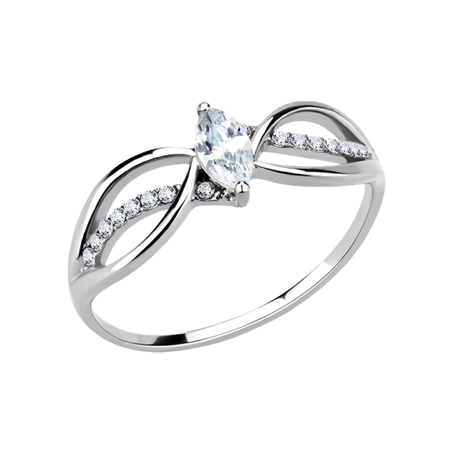 Evelyn - Women's Stainless Steel Ring High Polished No Plating Clear CZ Engagement Ring