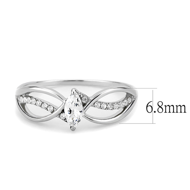 Evelyn - Women's Stainless Steel Ring High Polished No Plating Clear CZ Engagement Ring