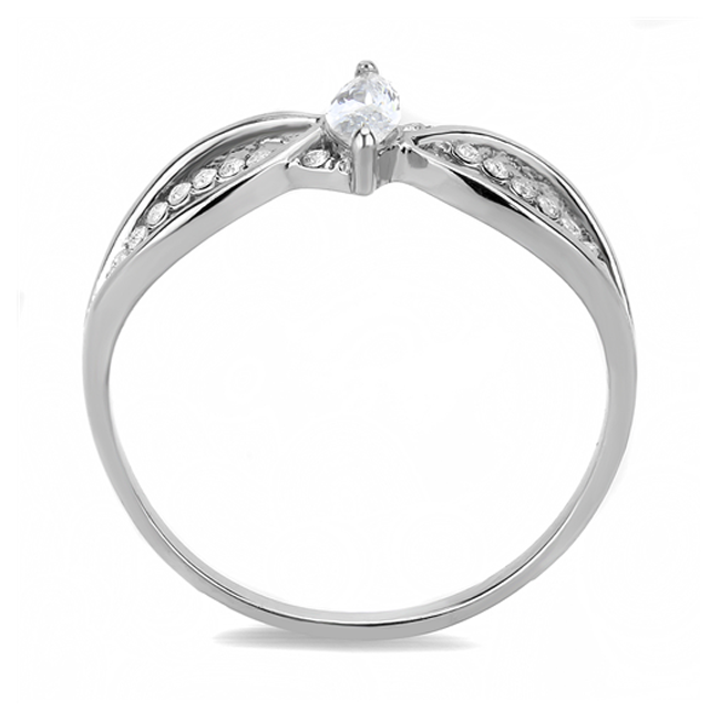 Evelyn - Women's Stainless Steel Ring High Polished No Plating Clear CZ Engagement Ring
