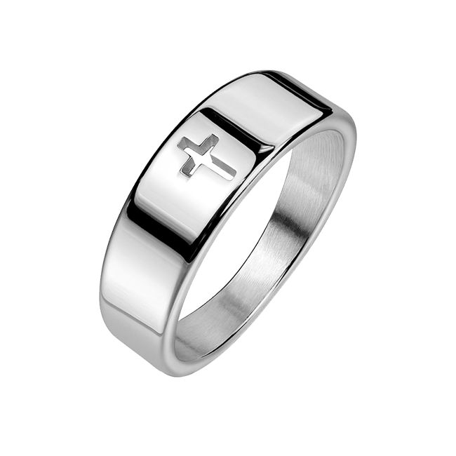 Devoted - Unisex Cross Cut Out Stainless Steel Ring