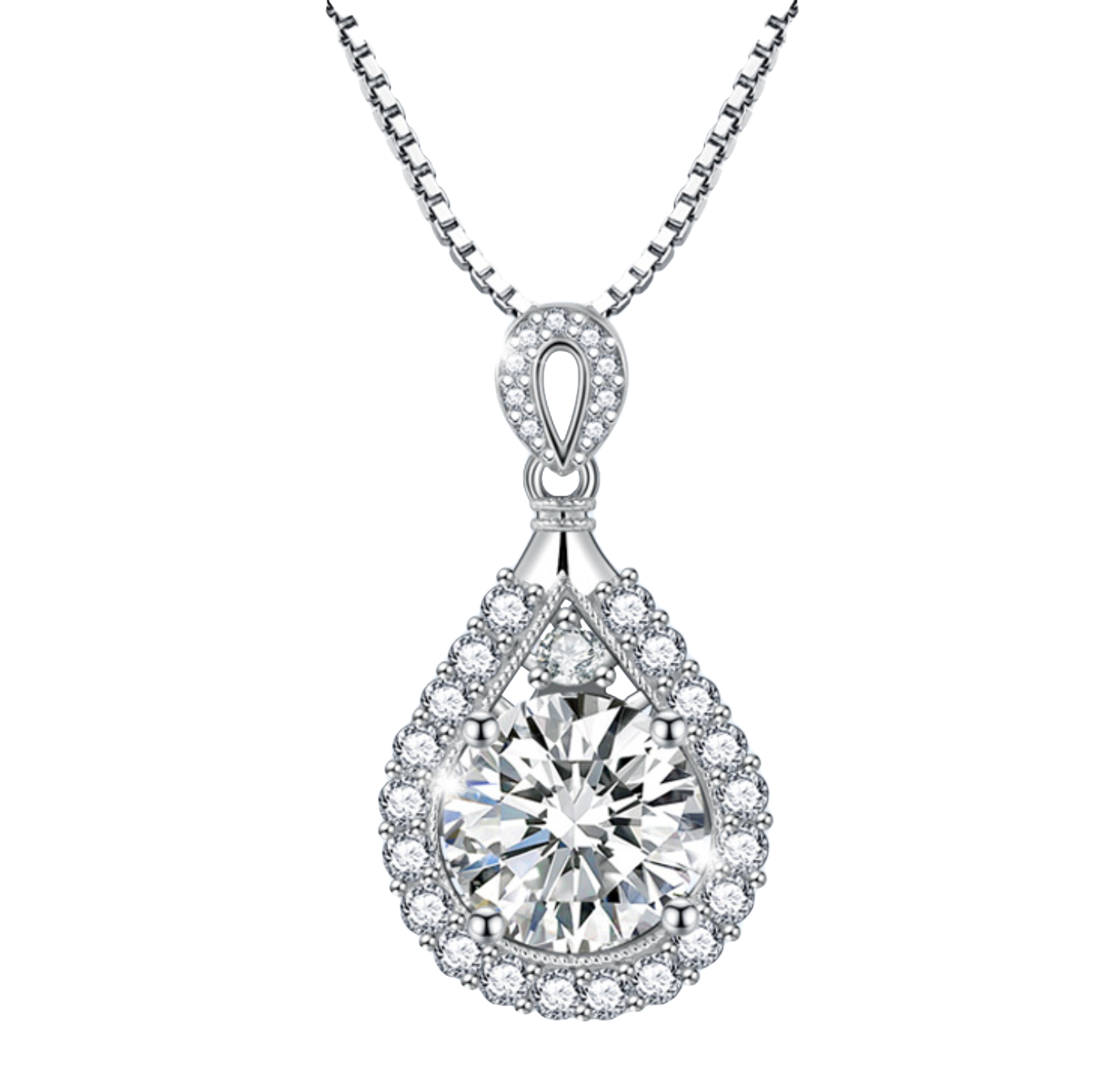 A Stunning Teardrop CZ Stone Stainless Steel Necklace