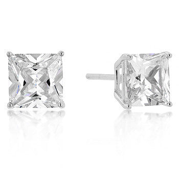 Princess Stud - Sterling Silver Earrings with Clear CZ Stones