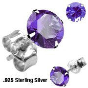 Twilight Sky - Tanzanite Cubic Zirconia's Sterling Silver Stud Earrings