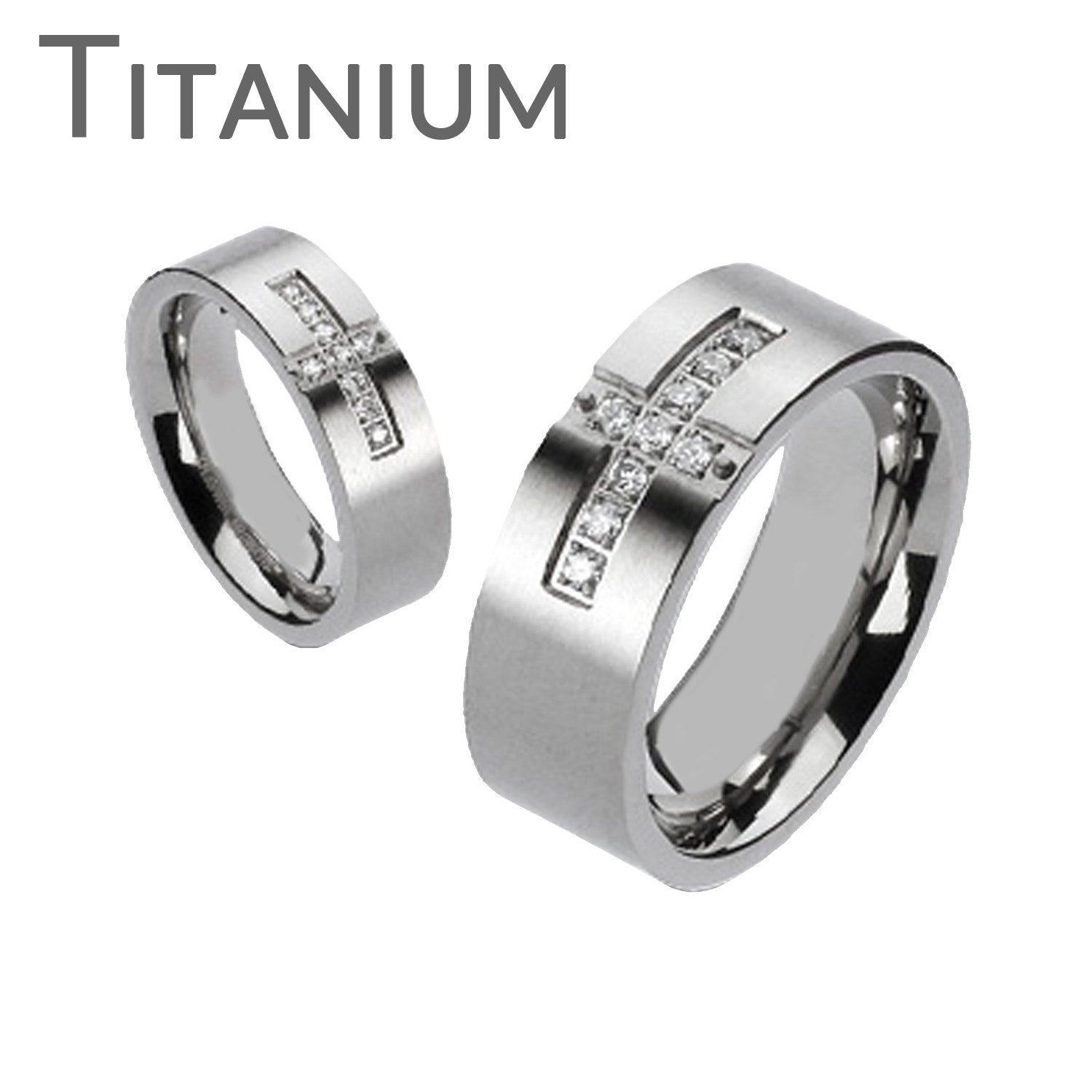 Eternal Cross - FINAL SALE CZ Cross Titanium Ring