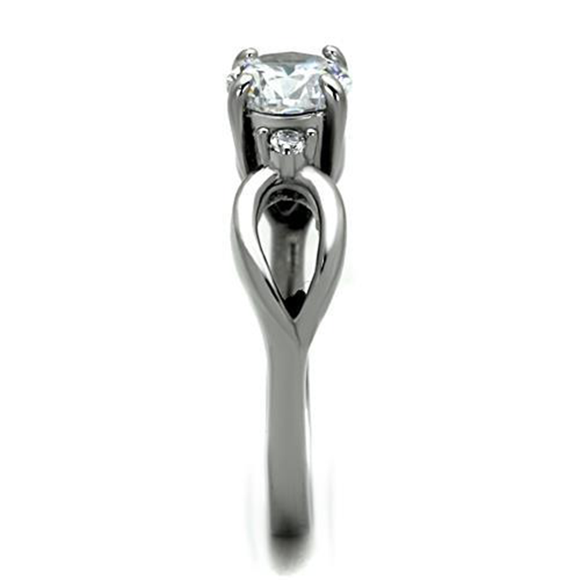 Evermore - Women's High Polished Stainless Steel Ring with AAA Grade Clear CZ Stones