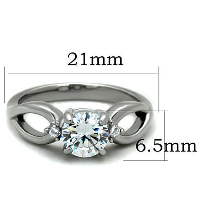 Evermore - Women's High Polished Stainless Steel Ring with AAA Grade Clear CZ Stones