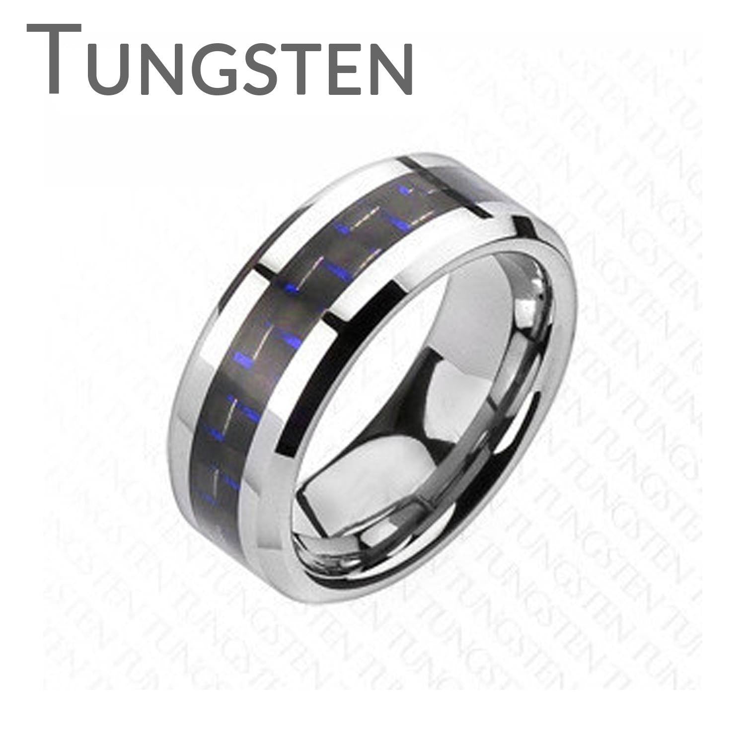 Executive Blue - FINAL SALE Tungsten Comfort Fit Ring with Carbon Fiber Blue Inlay