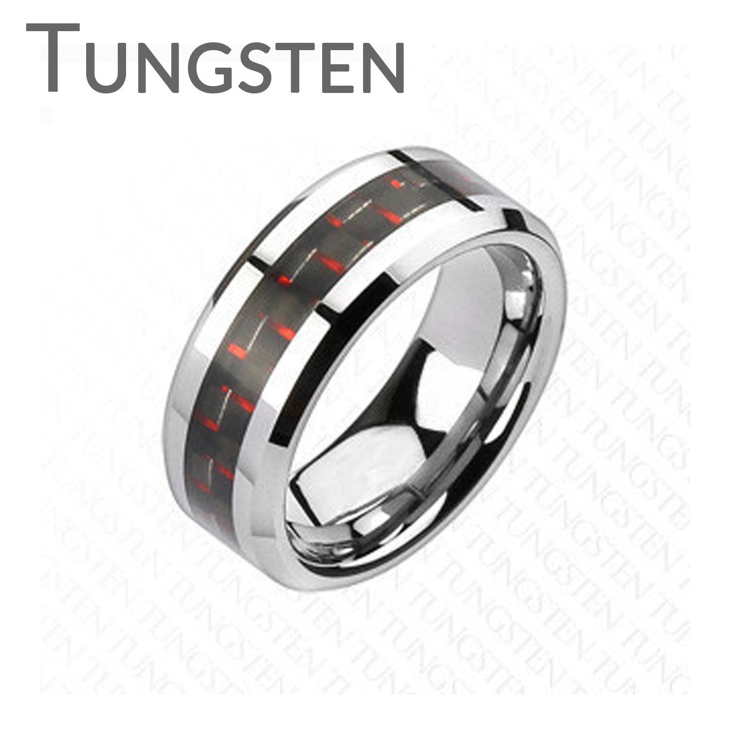 Executive Red - FINAL SALE Red and Black Tungsten Carbide Carbon Fiber Ring