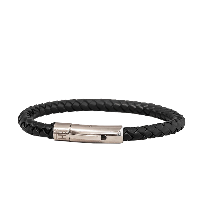 Men's Leather Bracelet with Stainless Steel Clasp