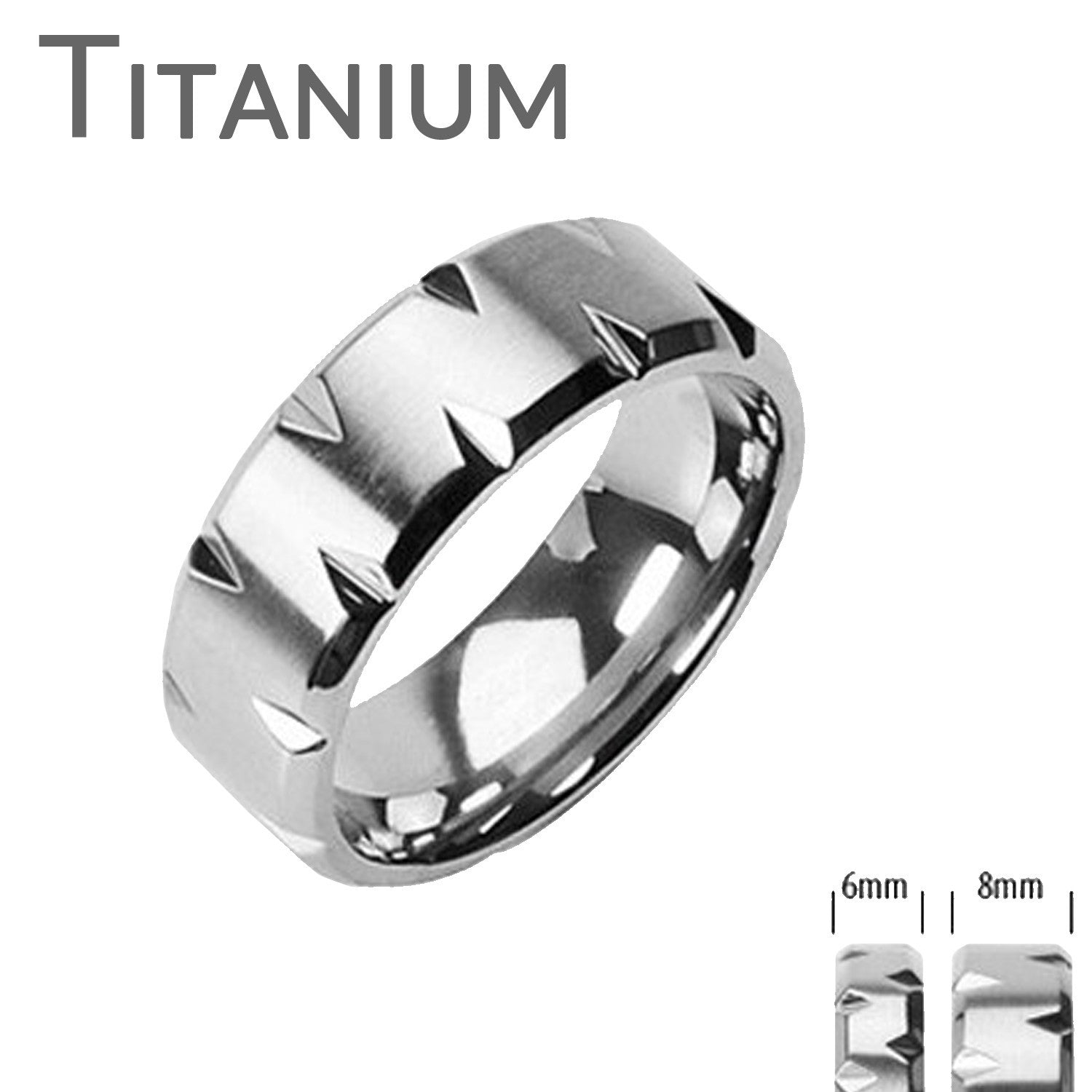 Faceted Edges - FINAL SALE Modern Style Brushed Titanium Comfort Fit Faceted Edges Ring