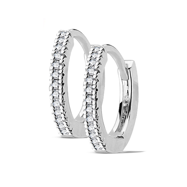 Florence Hoop Earrings - Micro CZ Paved Steel Hoop Earrings