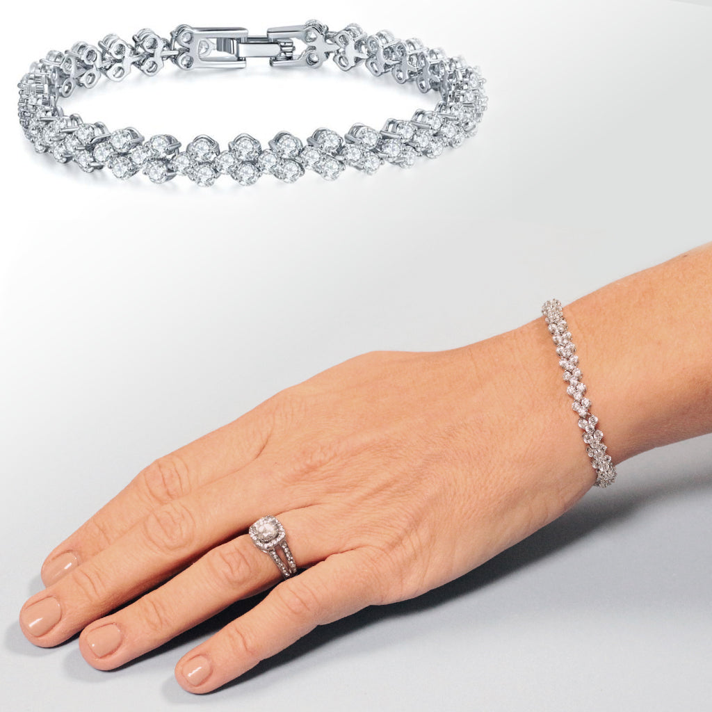 CZ Cluster Tennis Bracelet*