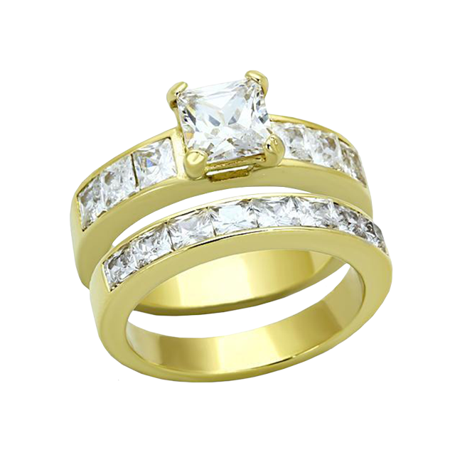 Women's Stunning Stainless Steel Gold IP Wedding Set