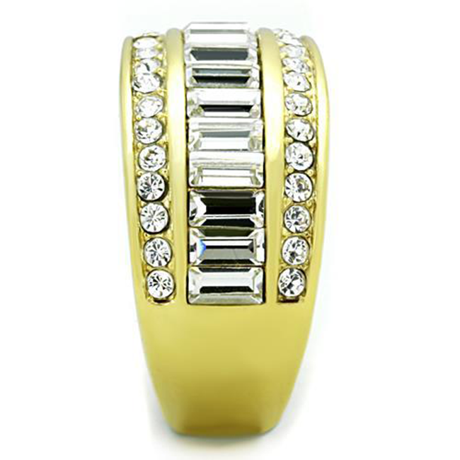 Golden Romance - Women's Gold IP Stainless Steel Ring with Top Grade Crystal Clear CZ Stones