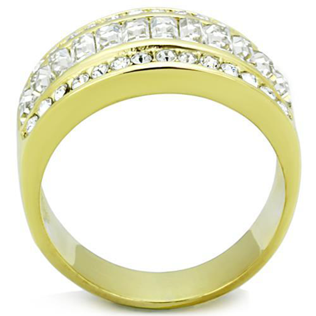 Golden Romance - Women's Gold IP Stainless Steel Ring with Top Grade Crystal Clear CZ Stones