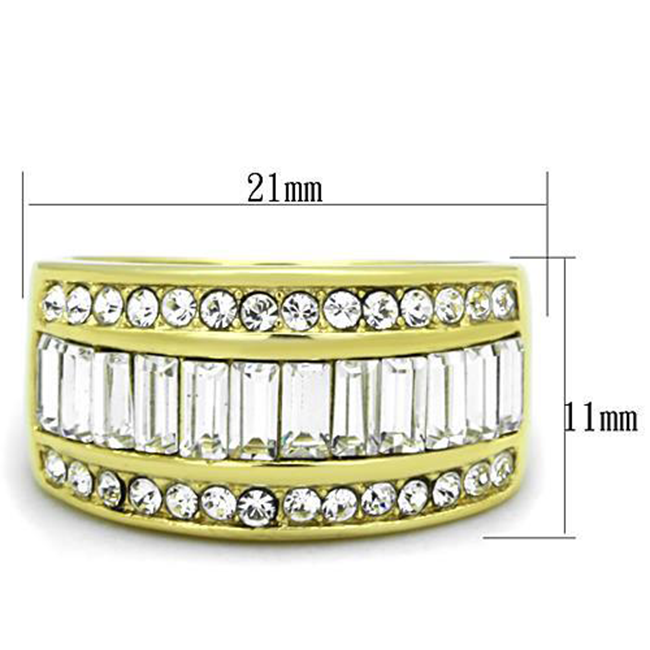 Golden Romance - Women's Gold IP Stainless Steel Ring with Top Grade Crystal Clear CZ Stones