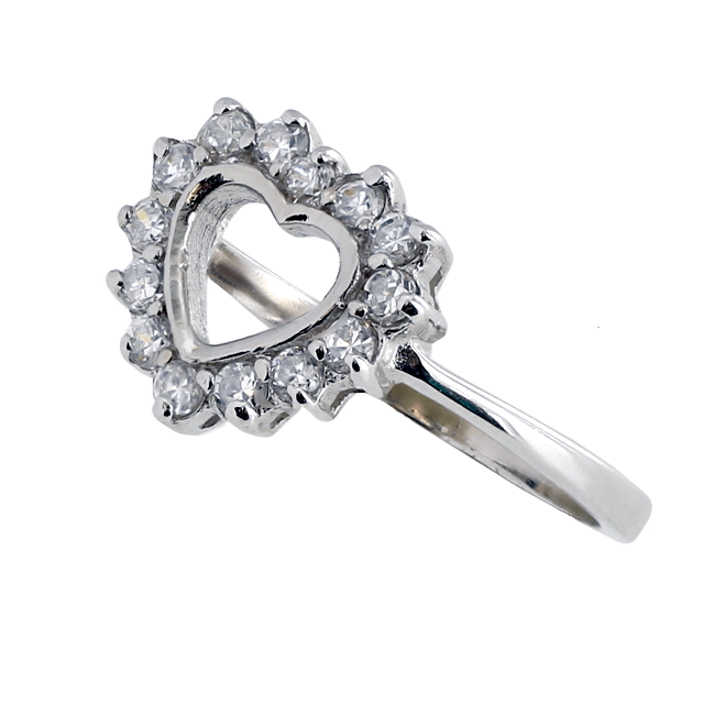 Grace - FINAL SALE Rhodium Plated Sterling Silver Crowned Heart Ring with Cubic Zirconia