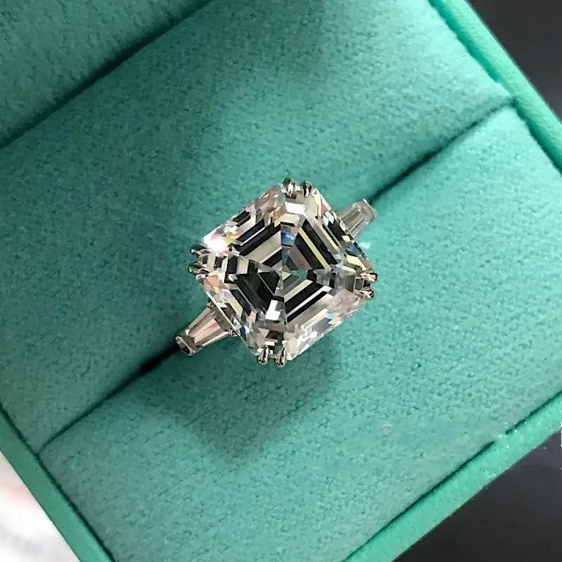 Desire - A Stunning Women's Stainless Steel Asscher CZ Stone Wedding Ring Set