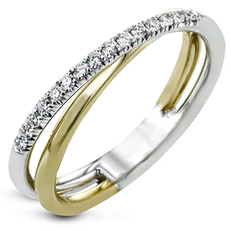 Sparkling Embellishment - Women's Cross Over Stainless Steel CZ Fashion Ring