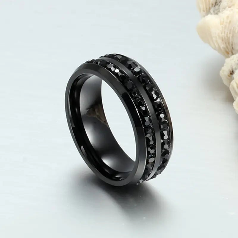 The Man - Men's Stainless Steel Black Ion Plated CZ Statement Ring