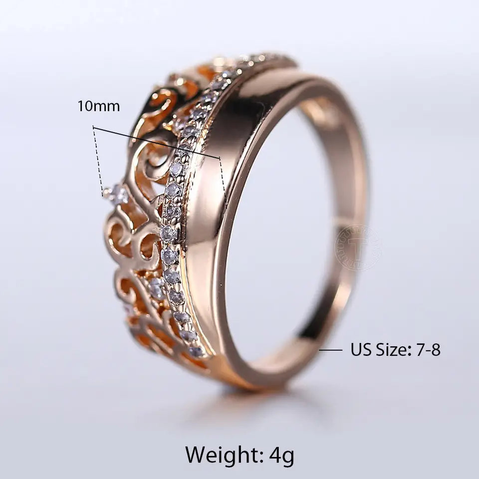 The Crown - Women's Stainless Steel Crown Shaped Ring With Clear CZ Stones