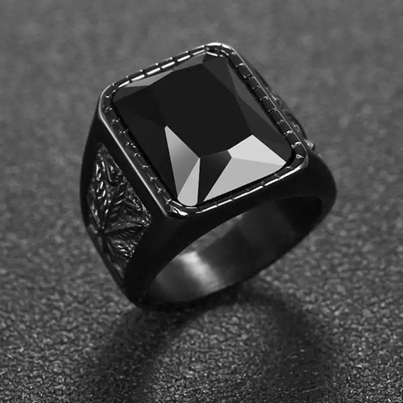 Night Rider - Men's Black IP Titanium Eternity Ring with Black CZ Stones